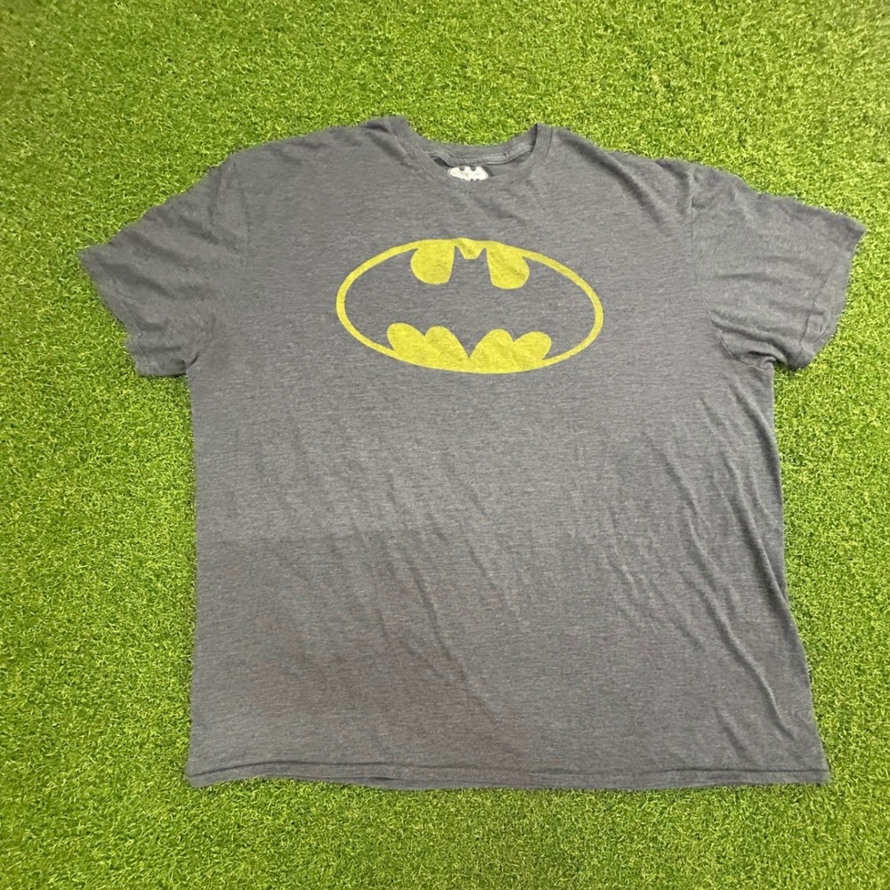 Batman DC Comics Mens XXL T-Shirt Grey Yellow Bat Signal Graphic Tee